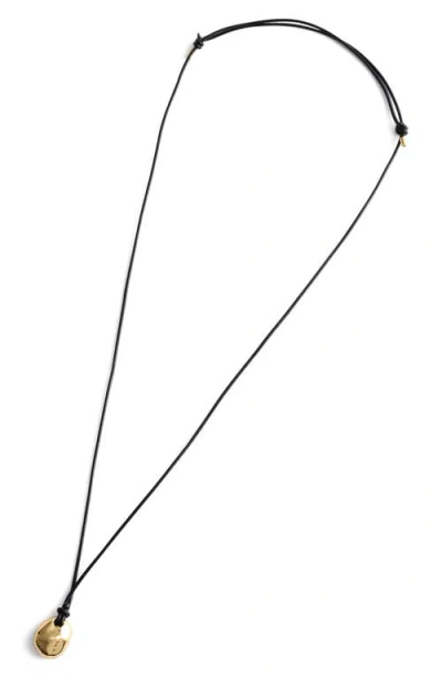 Madewell Sculptural Pendant Leather Necklace In Gold
