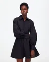 Madewell Seamed Long-sleeve Mini Shirtdress In Jet Black