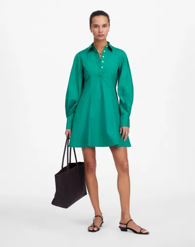 Madewell Seamed Long-sleeve Mini Shirtdress In Verdant Green