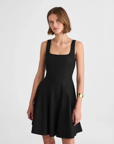 Madewell Seamed Open Squareneck Mini Dress In Black