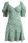 Madewell Seamed V-neck Minidress In Abstract Leaf Kelly Verdant Gr