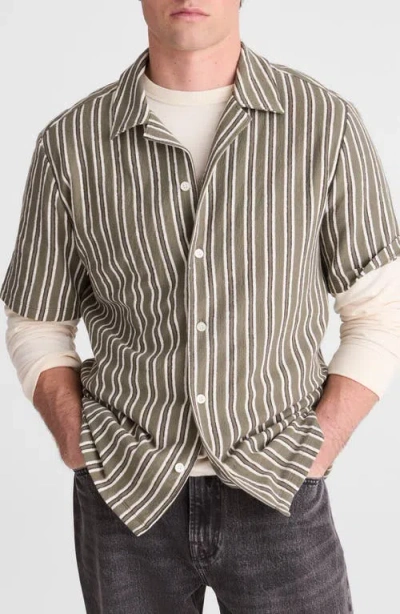 Madewell Regular Fit Cotton Stripe Shirt In Green