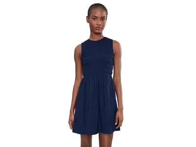 Madewell Selena Smocked Mini - Midweight Poplin In Blue
