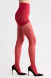 Madewell Semi Sheer Tights In Ruby