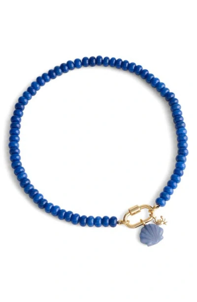 Madewell Semiprecious Beaded Carabiner Charm Necklace In Blue