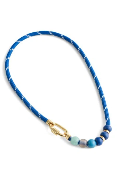 Madewell Semiprecious Beaded Carabiner Paracord Necklace In Blue