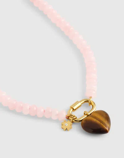 Madewell Semiprecious Beaded Heart Charm Necklace In Gold