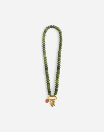 Madewell Semiprecious Beaded Monstera Charm Necklace In Gold