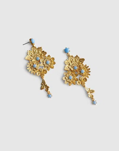 Madewell Semiprecious Floral Chintz Chandelier Earrings In Gold