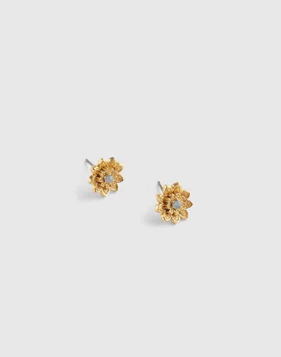 Madewell Semiprecious Floral Chintz Stud Earrings In Gold