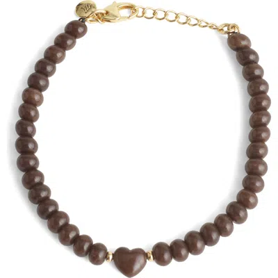 Madewell Semiprecious Heart Beaded Charm Bracelet In Brown