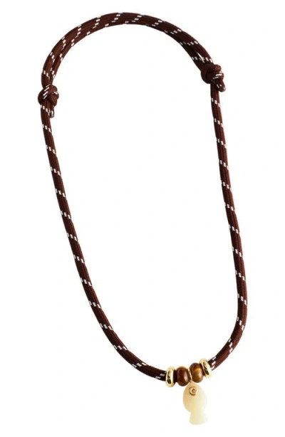 Madewell Semiprecious Paracord Charm Necklace In Brown