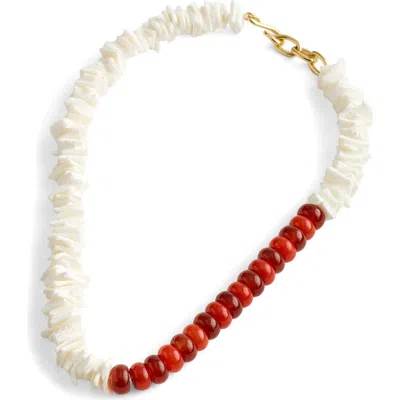 Madewell Semiprecious Puka Shell Beaded Choker Necklace In White