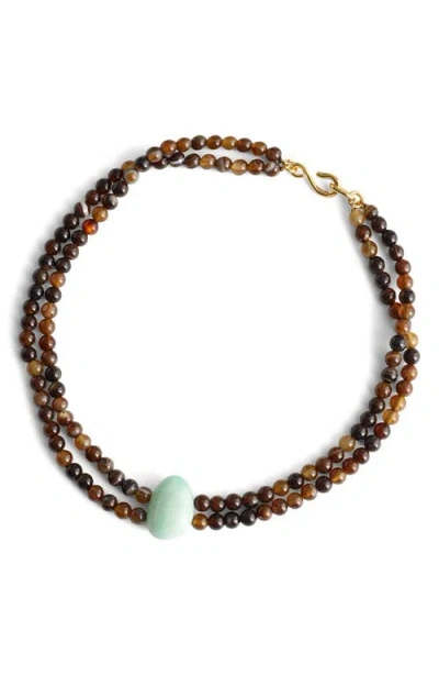 Madewell Semiprecious Stone Beaded Double Necklace In Brown