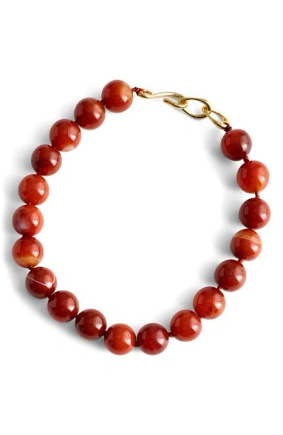 Madewell Semiprecious Stone Oversize Beaded Choker Necklace In Red