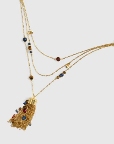 Madewell Semiprecious Tassel Pendant Layered Necklace In Gold