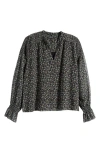 Madewell Semi-sheer Split-neck Top In Black