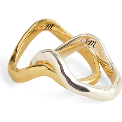 Madewell Set Of 2 Hammered Sculptural Stacking Rings In Gold
