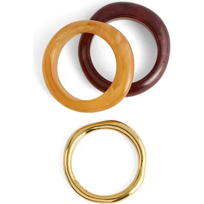 Madewell Set Of 3 Sculptural Resin Stacking Rings In Gold