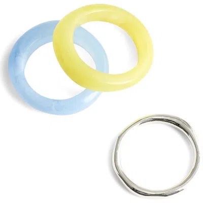 Madewell Set Of 3 Sculptural Resin Stacking Rings In Blue