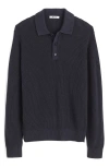 Madewell Shaker Stitch Cotton Polo Sweater In Blue