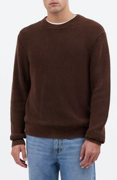 Madewell Shaker Stitch Crewneck Sweater In Dark Brown