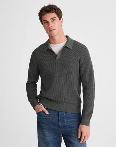 Madewell Shaker-stitch Sweater Polo In Gray