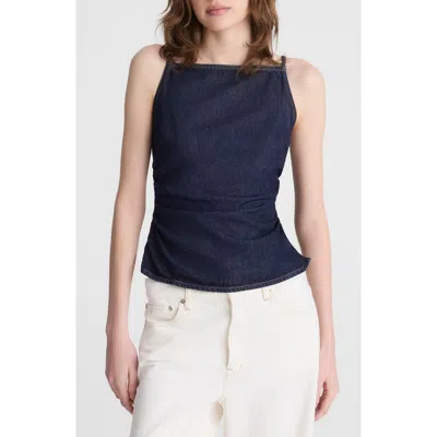 Madewell Sharona Ruched Denim Camisole In Blue