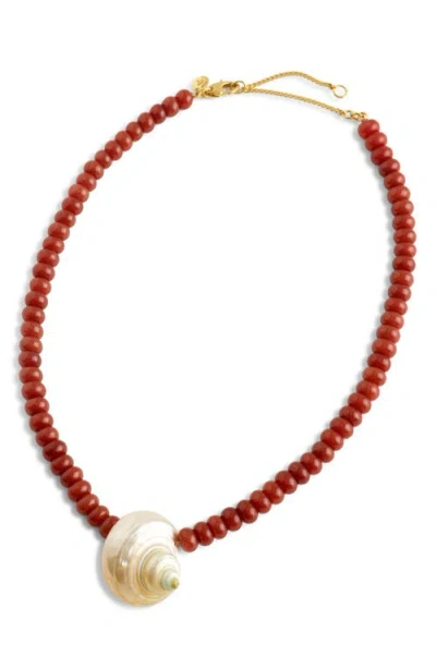 Madewell Shell Beaded Choker Necklace In Red