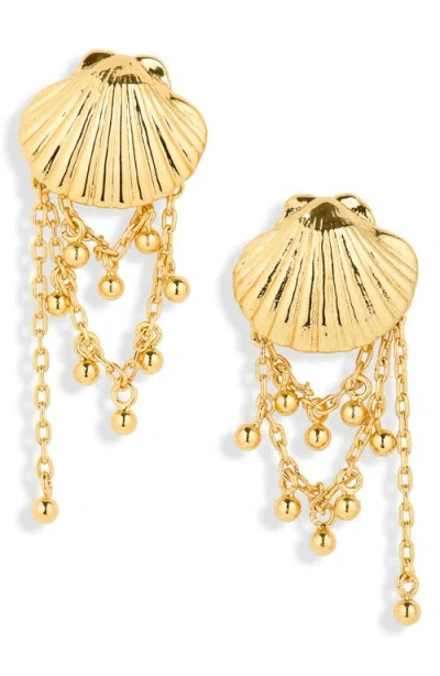 Madewell Shell Stacked Chain Stud Earrings In Gold