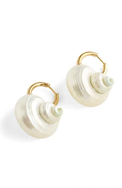Madewell Shell Statement Hoop Earrings In White