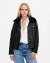 Madewell Sherpa-collar Asymmetric Zip-front Jacket In True Black