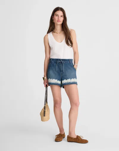 Madewell Shibori Denim Tie-waist Shorts In Blue