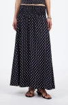 Madewell Shibori Dot Smocked Midi Skirt In Shibori Dot With Pink