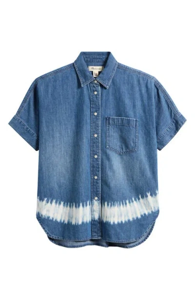 Madewell Shibori Short Sleeve Denim Shirt In Blue