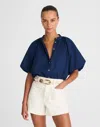 Madewell Shirred Balloon-sleeve Top In Blue