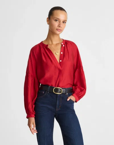 MADEWELL SHIRRED BALLOON-SLEEVE TOP