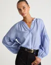 Madewell Shirred Balloon-sleeve Top In Blue