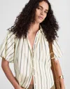 Madewell Shirred Bubble-sleeve Button-up Shirt In Neutral