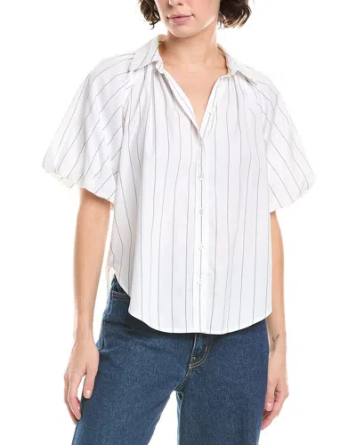 MADEWELL SHIRRED BUBBLE SLEEVE BUTTON-UP SHIRT