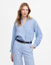 Madewell Shirred Button-up Shirt In Sunfaded Blue