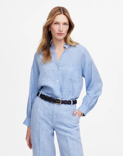 Madewell Shirred Button-up Shirt In Sunfaded Blue