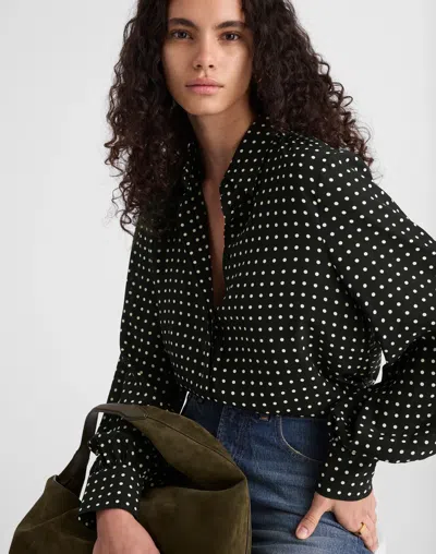 Madewell Shirred Button-up Top In Black