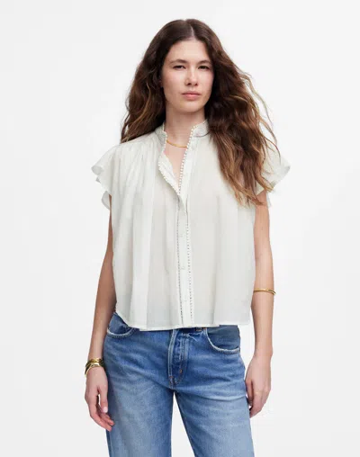 Madewell Shirred Lace-trim Top
