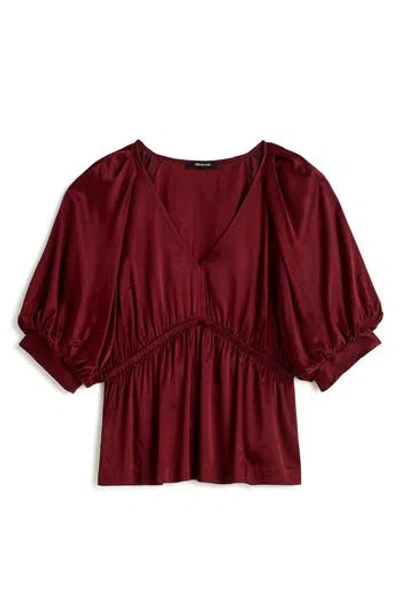 MADEWELL MADEWELL SHIRRED PUFF SLEEVE SATIN TOP