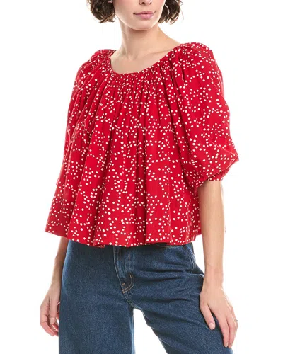 Madewell Shirred Puff Sleeve Top In Pink