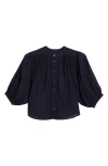 Madewell Shirred Voile Button-up Top In Blue