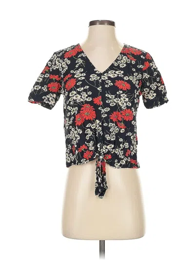 Pre-owned Madewell Short Sleeve Blouse In Black