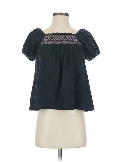 Pre-owned Madewell Short Sleeve Blouse In Black