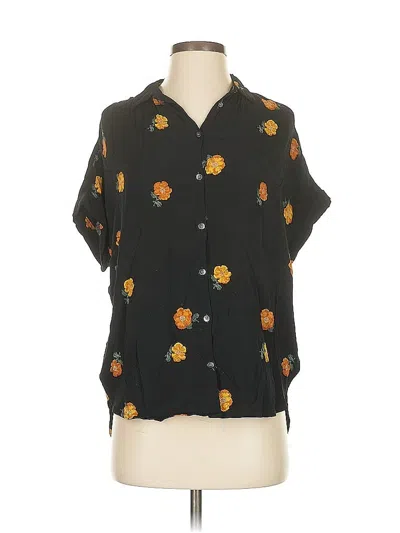 Pre-owned Madewell Short Sleeve Blouse In Black